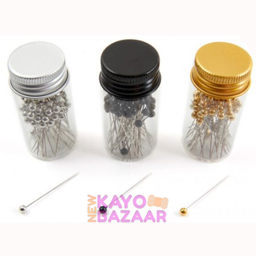 head pins in glass jar