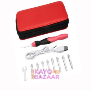 Rechargeable lighted crochet hook with interchangeable heads